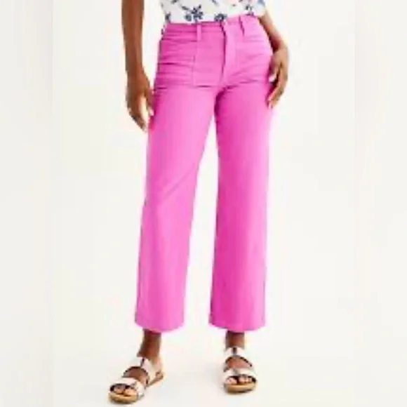 Women's Draper James Slash Pocket Wide Leg cropped Pants Orchid Size 4 NWT - Picture 7 of 10